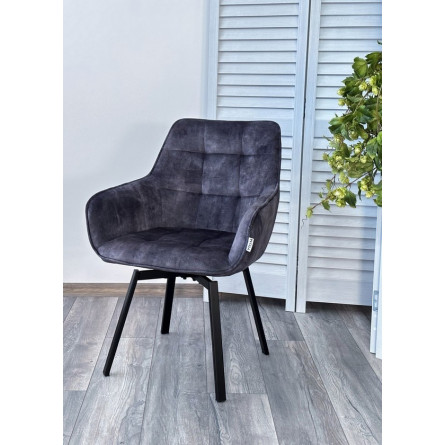 Стул MAVERICK VT5001-3 античный серый, велюр без "пальчиковый"/ черный, поворот.360 град. М-City