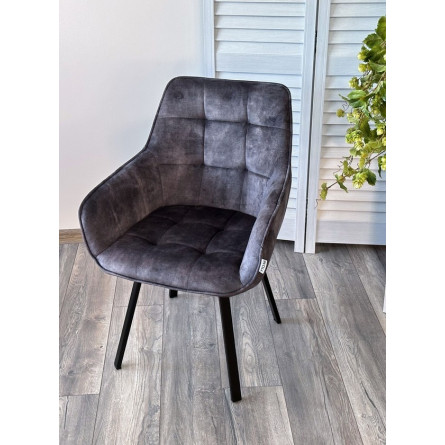 Стул MAVERICK VT5001-3 античный серый, велюр без "пальчиковый"/ черный, поворот.360 град. М-City