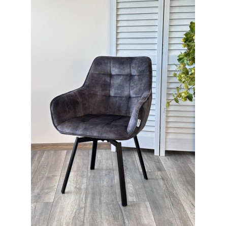 Стул MAVERICK VT5001-3 античный серый, велюр без "пальчиковый"/ черный, поворот.360 град. М-City