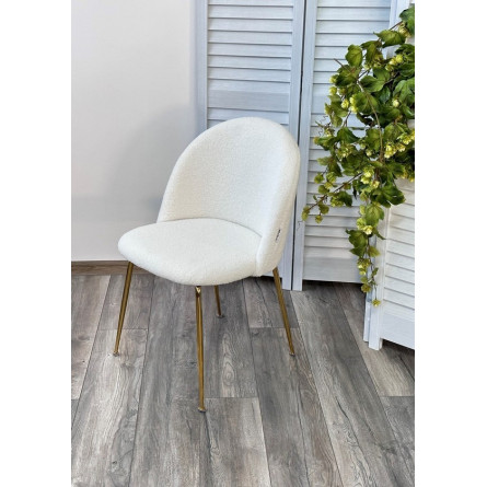 Стул PRESLEY NINI-01 Белый, teddy / золотой каркас М-City