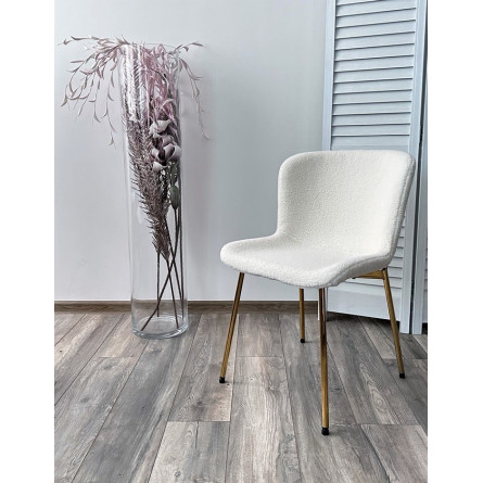 Стул RIYA UF992-01 Белый, teddy / золотой каркас М-City