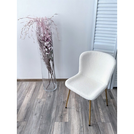 Стул RIYA UF992-01 Белый, teddy / золотой каркас М-City