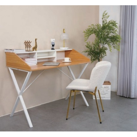 Компьютерный стол ORLA H475 Дуб натуральный / белый каркас M-city