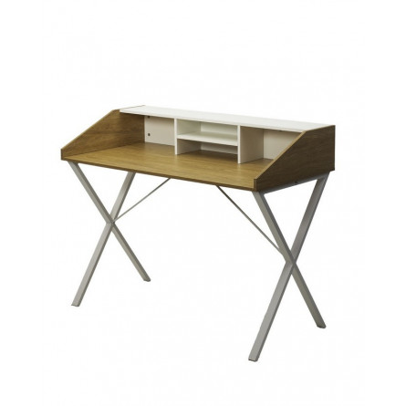 Компьютерный стол ORLA H475 Дуб натуральный / белый каркас M-city