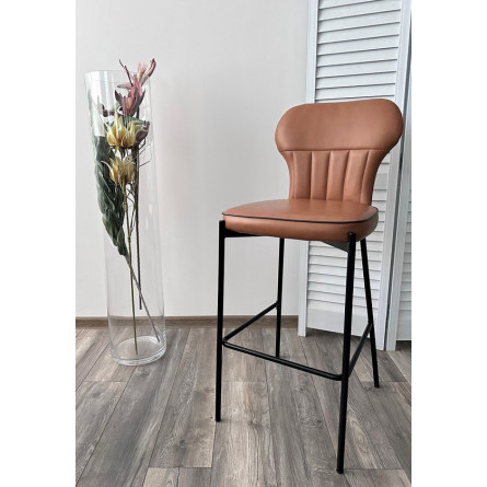 Барный стул ARCO MA-4/MA-7 коньяк/темно-серый кант, PU / черный каркас М-City