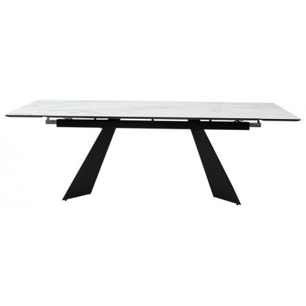 Стол Купер 160 БЕЛЫЙ МРАМОР, черная шагрень, стекло / ЧЕРНЫЙ каркас М-City