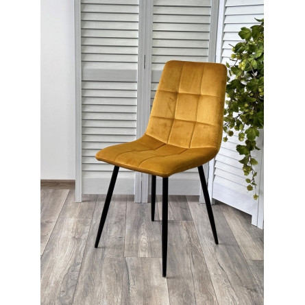 Стул BARI UF910-10 YELLOW, велюр / черный каркас М-City