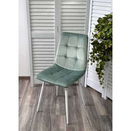 Стул BARI UF910-15 LIGHT GREEN, велюр / белый каркас М-City