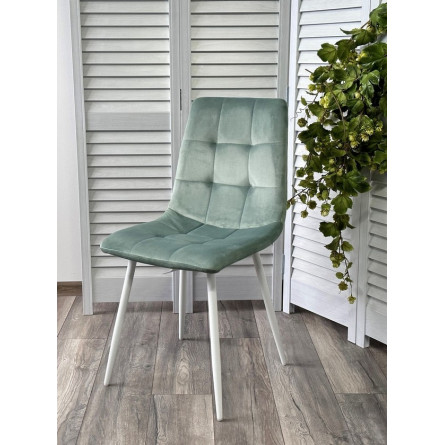 Стул BARI UF910-15 LIGHT GREEN, велюр / белый каркас М-City