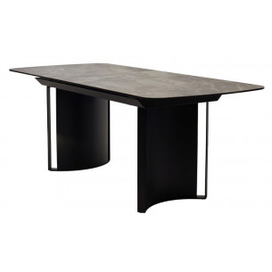 Стол RASMUS 160 KL-80 Серый мрамор, итальянская керамика / черный каркас М-City