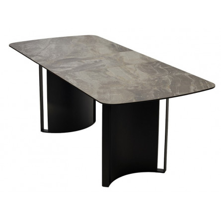Стол RASMUS 160 KL-80 Серый мрамор, итальянская керамика / черный каркас М-City