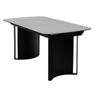 Стол RASMUS 160 TL-45 Белый мрамор, испанская керамика / черный каркас М-City