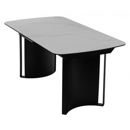 Стол RASMUS 160 TL-45 Белый мрамор, испанская керамика / черный каркас М-City