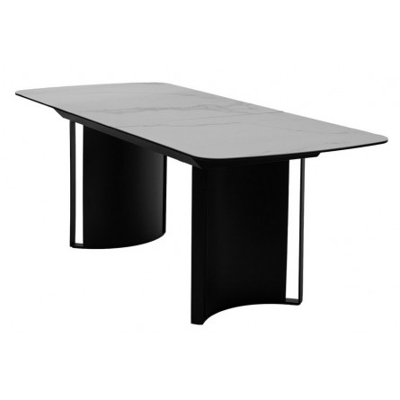 Стол RASMUS 160 TL-45 Белый мрамор, испанская керамика / черный каркас М-City