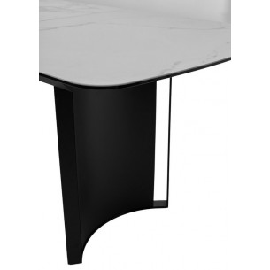 Стол RASMUS 160 TL-45 Белый мрамор, испанская керамика / черный каркас М-City