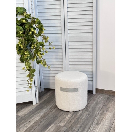 Пуф для гостиной HARTA NINI-01 Белый, teddy / TKS-07 серый, экокожа М-City