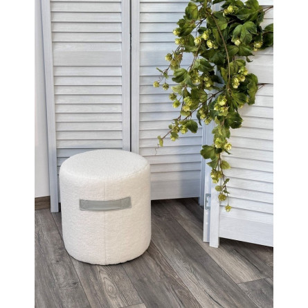 Пуф для гостиной HARTA NINI-01 Белый, teddy / TKS-07 серый, экокожа М-City