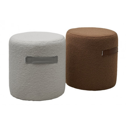 Пуф для гостиной HARTA NINI-02 Тауп, teddy / TKS-03 темно-коричневый, экокожа М-City