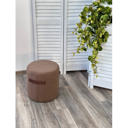 Пуф для гостиной HARTA NINI-02 Тауп, teddy / TKS-03 темно-коричневый, экокожа М-City