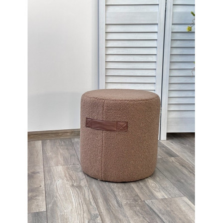 Пуф для гостиной HARTA NINI-02 Тауп, teddy / TKS-03 темно-коричневый, экокожа М-City