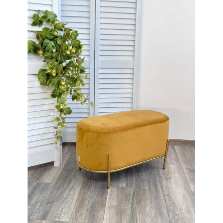 Пуф для гостиной ZEN BLUVEL-68 желтый, велюр / золотой каркас М-City
