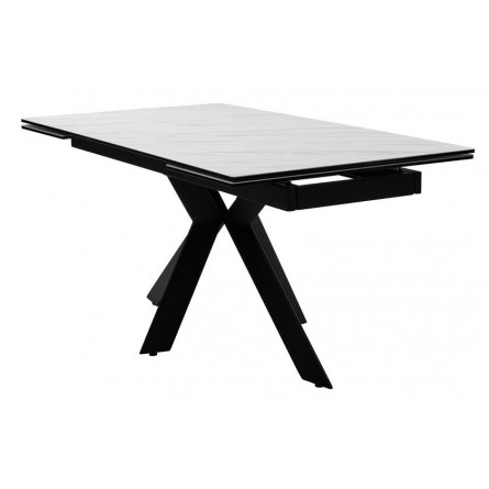 Стол BELLUNO 160 MARBLES KL-99 Белый мрамор матовый, итальянская керамика/ черный каркас М-City
