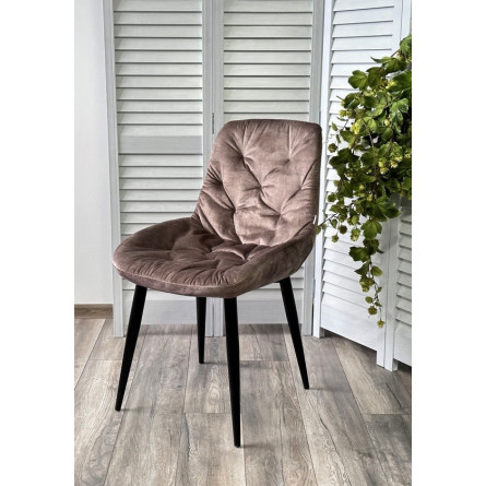 Стул VESTA PK6015-08 (VBP208) античный серо-бежевый, велюр / черный каркас М-City