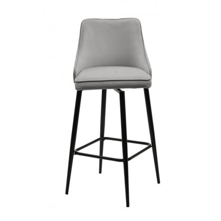 Барный стул ПАРКЕР H-09 Светло-серый, велюр / черный каркас, поворот.360 град., М-City