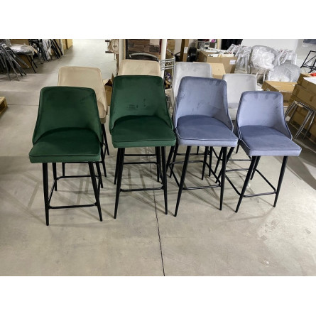 Барный стул ПАРКЕР H-14 Серый, велюр / черный каркас, поворот.360 град., М-City