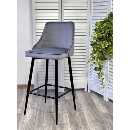 Барный стул ПАРКЕР H-14 Серый, велюр / черный каркас, поворот.360 град., М-City