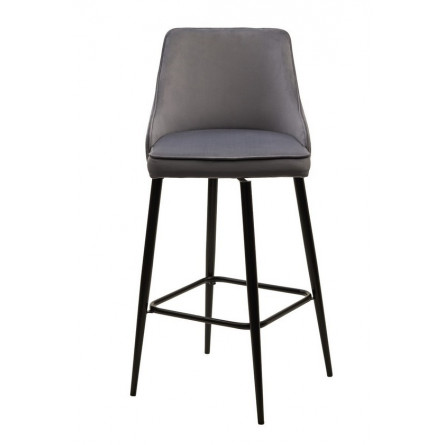 Барный стул ПАРКЕР H-14 Серый, велюр / черный каркас, поворот.360 град., М-City