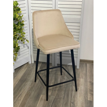 Полубарный стул ПАРКЕР H-06 Бежевый, велюр / черный каркас, поворот.360 град., М-City