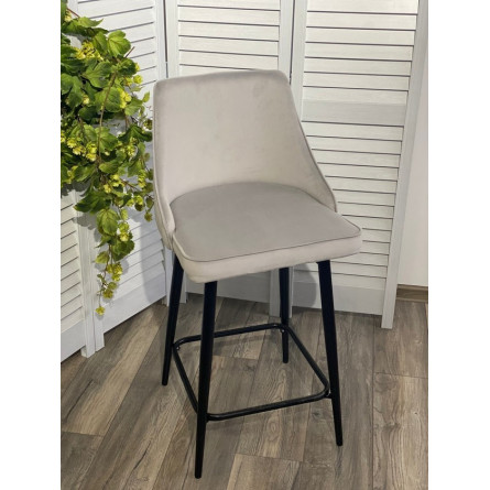 Полубарный стул ПАРКЕР H-09 Светло-серый, велюр / черный каркас, поворот.360 град., М-City