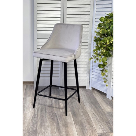 Полубарный стул ПАРКЕР H-09 Светло-серый, велюр / черный каркас, поворот.360 град., М-City