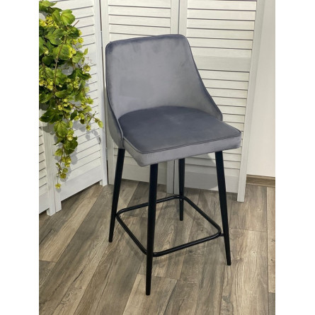 Полубарный стул ПАРКЕР H-14 Серый, велюр / черный каркас, поворот.360 град., М-City