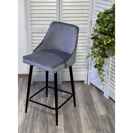 Полубарный стул ПАРКЕР H-14 Серый, велюр / черный каркас, поворот.360 град., М-City