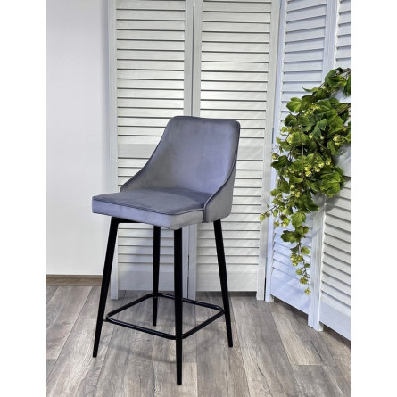 Полубарный стул ПАРКЕР H-14 Серый, велюр / черный каркас, поворот.360 град., М-City