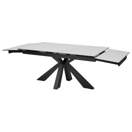 Стол ALEZIO 160 BIANCO TL-45 Белый мрамор матовый, испанская керамика/ черный каркас М-City