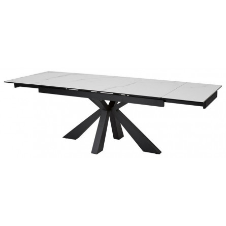 Стол ALEZIO 160 BIANCO TL-45 Белый мрамор матовый, испанская керамика/ черный каркас М-City