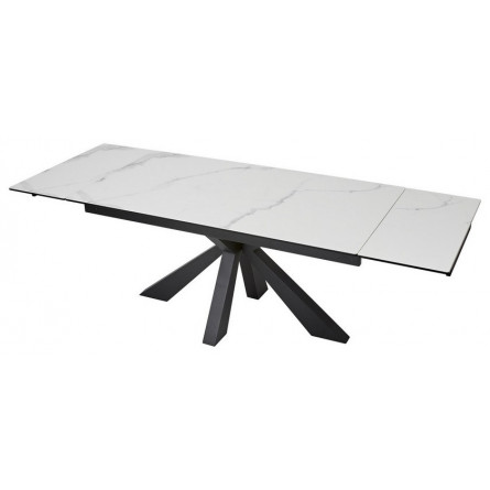 Стол ALEZIO 160 BIANCO TL-45 Белый мрамор матовый, испанская керамика/ черный каркас М-City