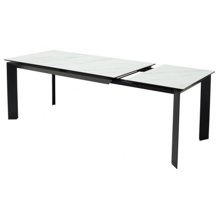 Стол CREMONA 160 KL-99 Белый мрамор матовый, итальянская керамика / черный каркас М-City