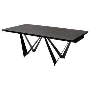 Стол RIETI 200 NERO KL-116 Черный мрамор матовый, итальянская керамика/ черный каркас М-City