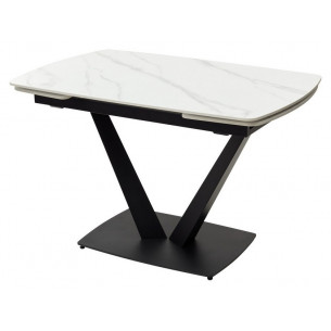 Стол ALATRI 120 MATT WHITE MARBLE SINTERED STONE / BLACK М-City