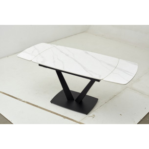 Стол ALATRI 120 MATT WHITE MARBLE SINTERED STONE / BLACK М-City