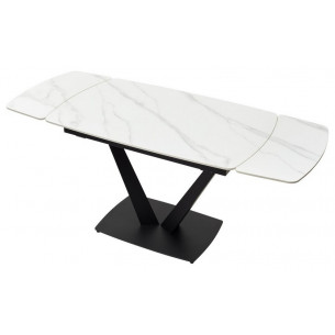 Стол ALATRI 120 MATT WHITE MARBLE SINTERED STONE / BLACK М-City