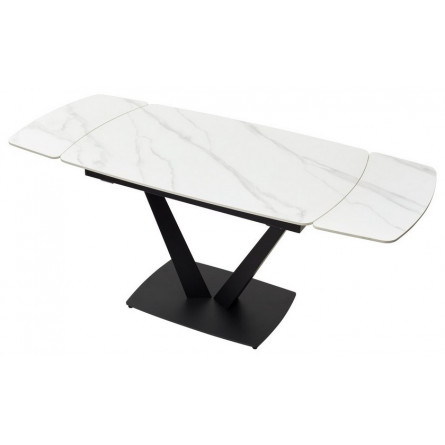 Стол ALATRI 120 MATT WHITE MARBLE SINTERED STONE / BLACK М-City