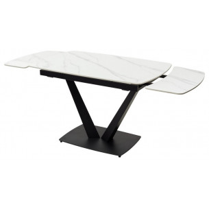 Стол ALATRI 120 MATT WHITE MARBLE SINTERED STONE / BLACK М-City