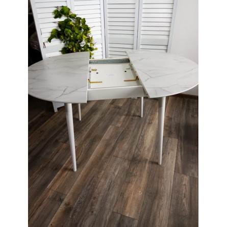 Стол BOLERO 105 см Жемчужный Перито (Белый Мрамор), HPL / Белый М-City