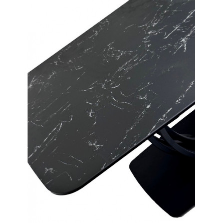 Стол MATERA 160 NERO KL-116 Черный мрамор матовый, итальянская керамика/ черный каркас М-City