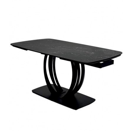Стол MATERA 160 NERO KL-116 Черный мрамор матовый, итальянская керамика/ черный каркас М-City